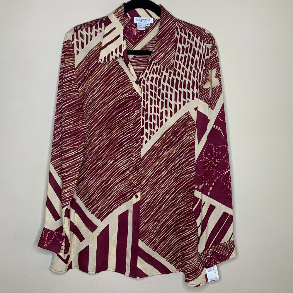 Dué Per Dué 100% Silk NWT Patchwork Print Top